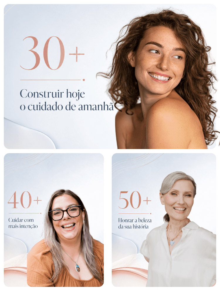 30+, 40+, 50+ — mulheres reais em cada fase da vida, sorrindo